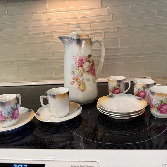 Altenburg China Chocolate Pot with cups and saucers - Picture 7 of 8